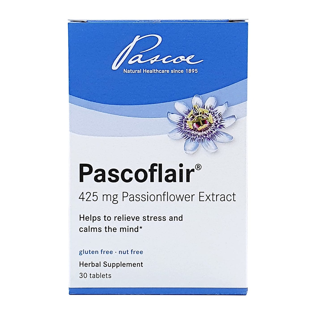 Pascoflair - Aide au sommeil à base de plantes pour aider à soulager l'agitation et la nervosité, calme l'esprit pour aider à soutenir le sommeil sain et reposant – 425 Mg d'extrait de fleur de passion par tablette (30 comprimés)