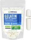 XPRS Nutra Taille 3 Capsules vides - 100 Compte Capsules de gélatine vides - Pills Bricolage Capsule Remplissage - Gel de pilules pures Bovines Caps remplissables Do-It-Youlf Vitamines et suppléments (Blanc)