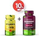 Orzax Vitamine D3 10000 iu Capsules de baies aînées, 2000mg Sambucus, lot