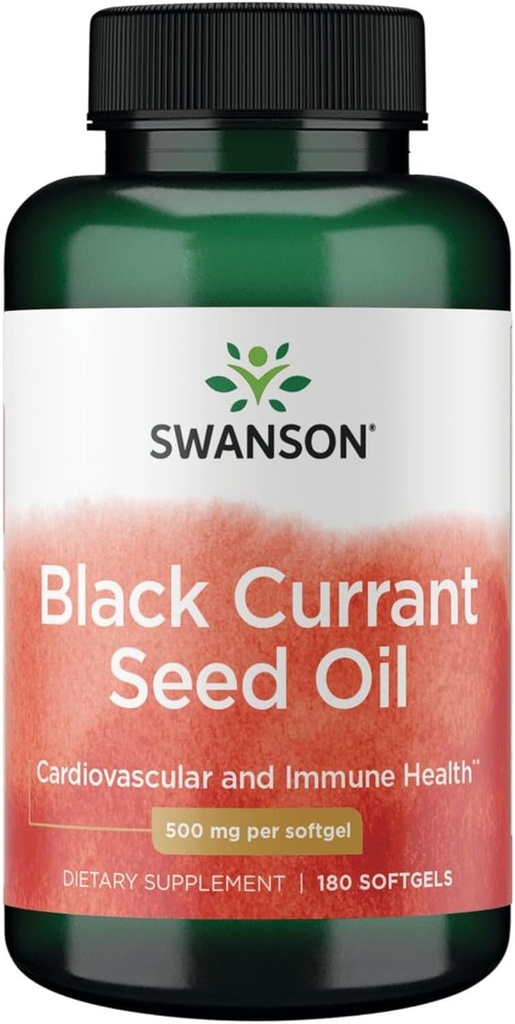 Swanson Black Currant Seed Oil - Supplément à base de plantes Promouvoir le système immunitaire et le soutien de la santé cardiaque - Formule naturelle pour soutenir la santé des articulations - (180 Softgels, 500mg chacun)