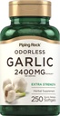 Piping Rock odorless supplément d'ail 2400mg.250 Softgels.Extrait d'herbe à haute puissance.