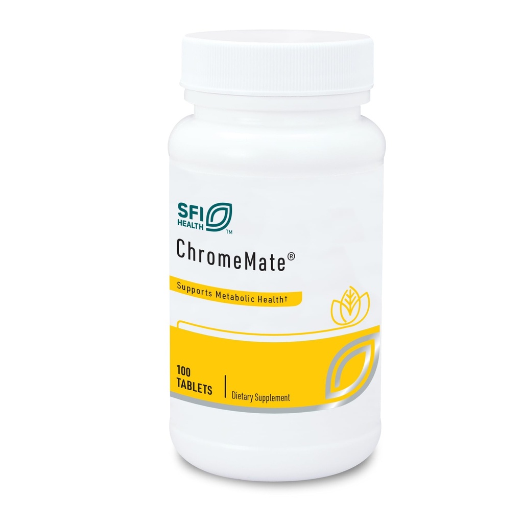 Klaire Labs SFI Health Chromemate - Chromemate supplément de polymère de chrome 200mcg - Forme biodisponible de chrome avec niacine - Hypoallergénique (100 comprimés)