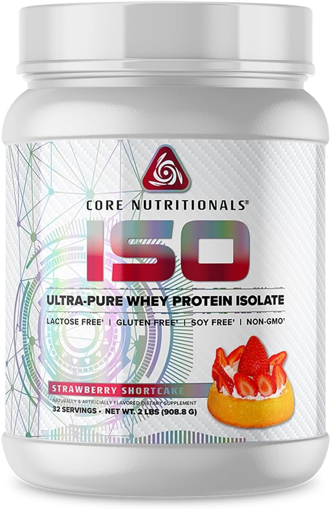 Noyaux nutritionnels Iso Whey Protein Isolate de lactose, de gluten et de soja 100% Micro filtré, pressé à froid de 25g Protéine de 2 livres (Cake court de mûre)
