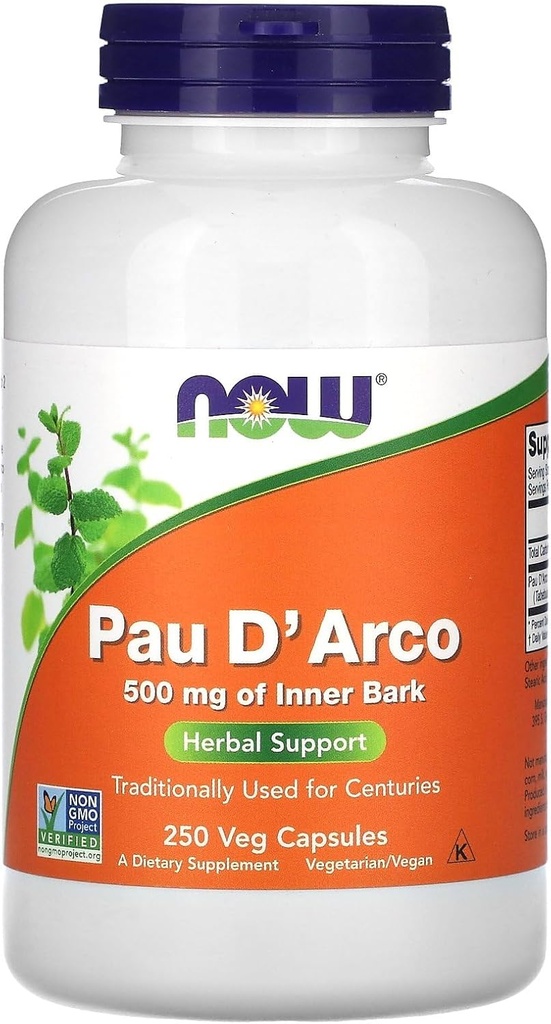 Now Foods PAU D' Arco, 500 mg, 250 Veg Capsules