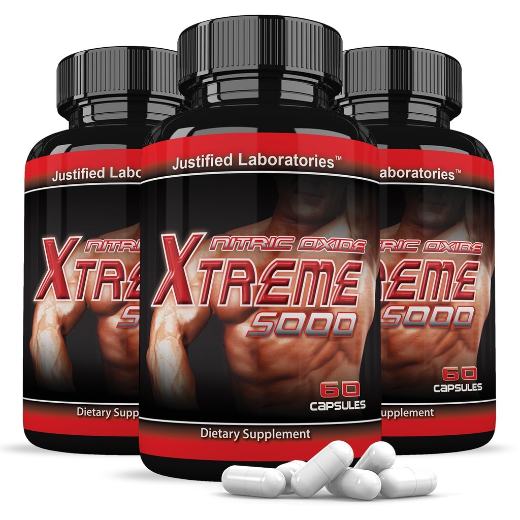 Laboratoires Justifiés (3 Pack Oxyde Nitrique Xtreme 5000 Avancé de Formule 60 pour Homme