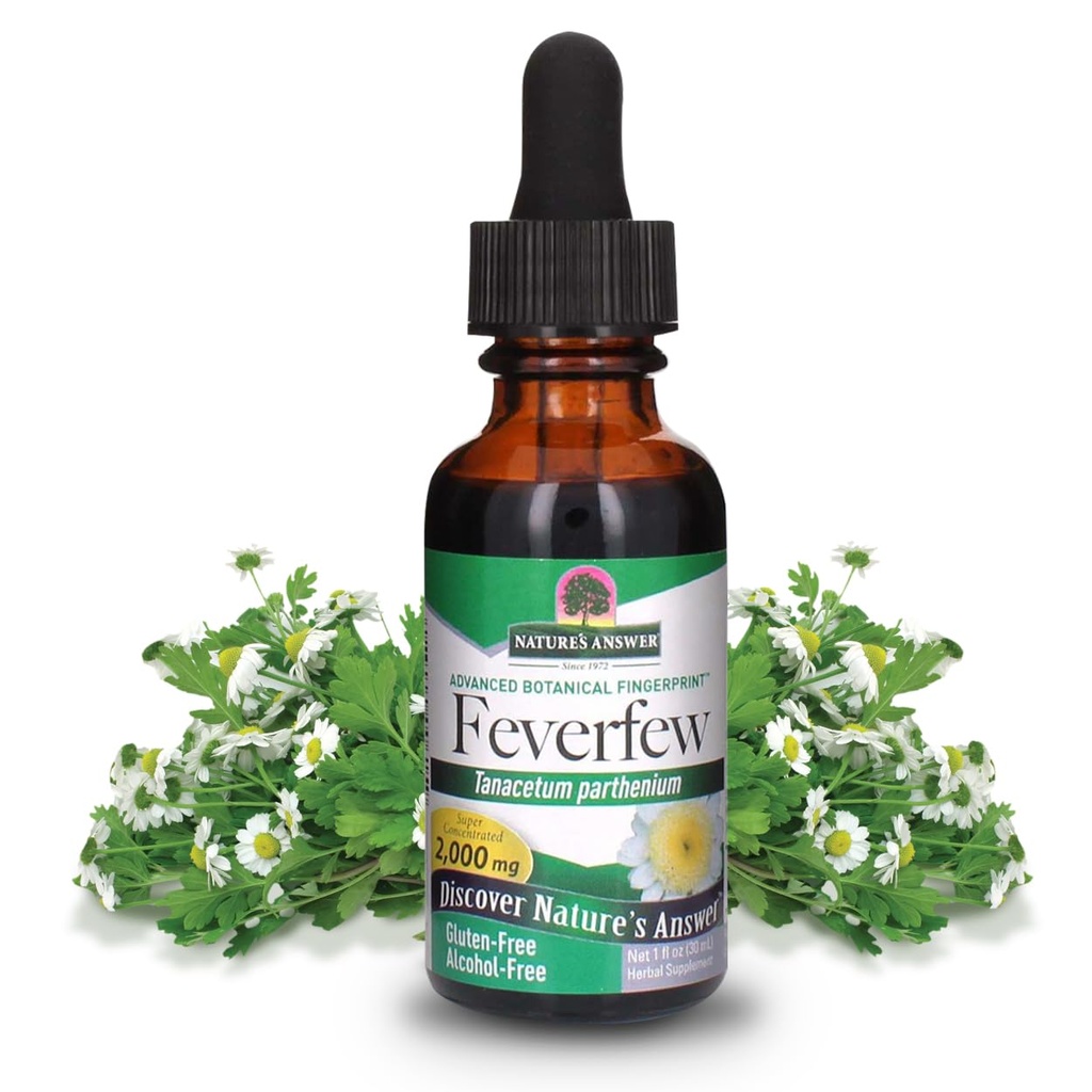 Réponse de la nature Sans alcool Fièvre 2000mg Extrait de 1oz Promote le bien-être global Source de Parthénolide