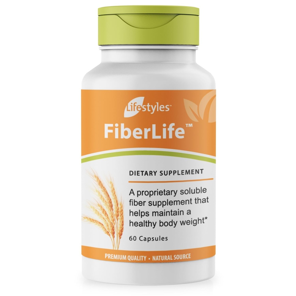 Mode de vie FiberLife Supplément – Fibre soluble pour la santé digestive et le cholestérol avec Konjac, Guar Gum, Xanthan Gum et cannelle – Fabriqué au Canada – 60 capsules (60 capsules (paquet de 1))