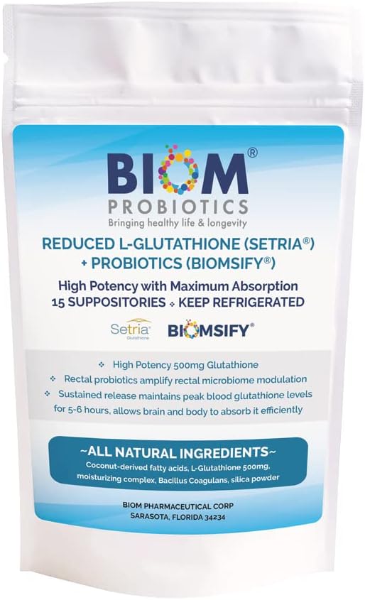 Forte puissance 500mg L-Glutathion réduit (Setria Brand) + suppositoire probiotique. Maximum Biodisponible Glutathion Formulation avec des propriétés antioxydantes puissantes.