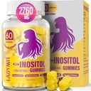 Myo-Inositol et D-Chiro Inositol,Inositol Gommies avec vitamine D3, Glycinat de magnésium, Omega-3, Folate et zinc, Supplément d'inositol Cycle menstruel pour les femmes-40:1 Ratio-30 Jours d'approvisionnement