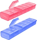 AUVON 2 Pack d'Organisateur hebdomadaire de pilules, ensemble double couleur de grande pilule pour le suivi de pilules multiples, boîte à pilules 7 jours pour le voyage, contenant de pilules pour usage à domicile pour tenir des vitamines, suppléments, médicaments