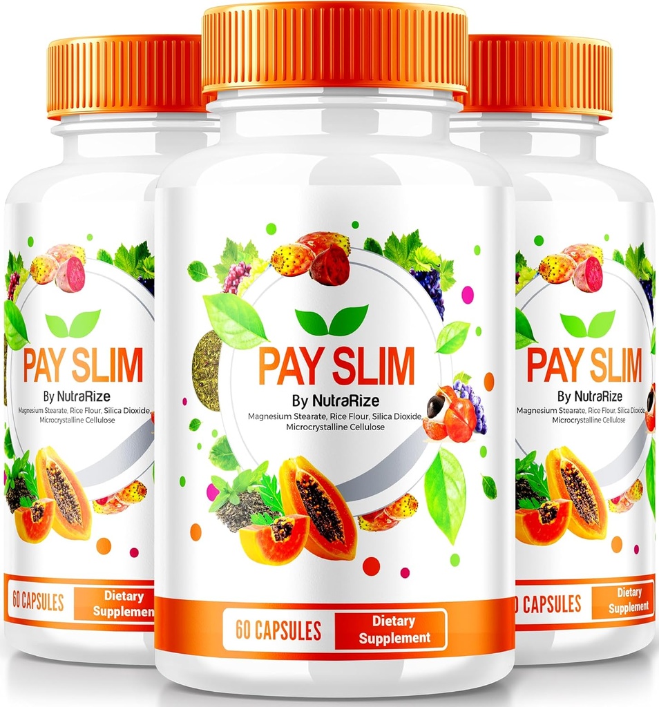 NutraRize (3 Pack) Pay Slim Capsules, PaySlim All-Natural Supplement for Healthy Weight Loss, Premium Formula to Achieve Body and Fitness Goals, Official Reviews (180 Capsules)