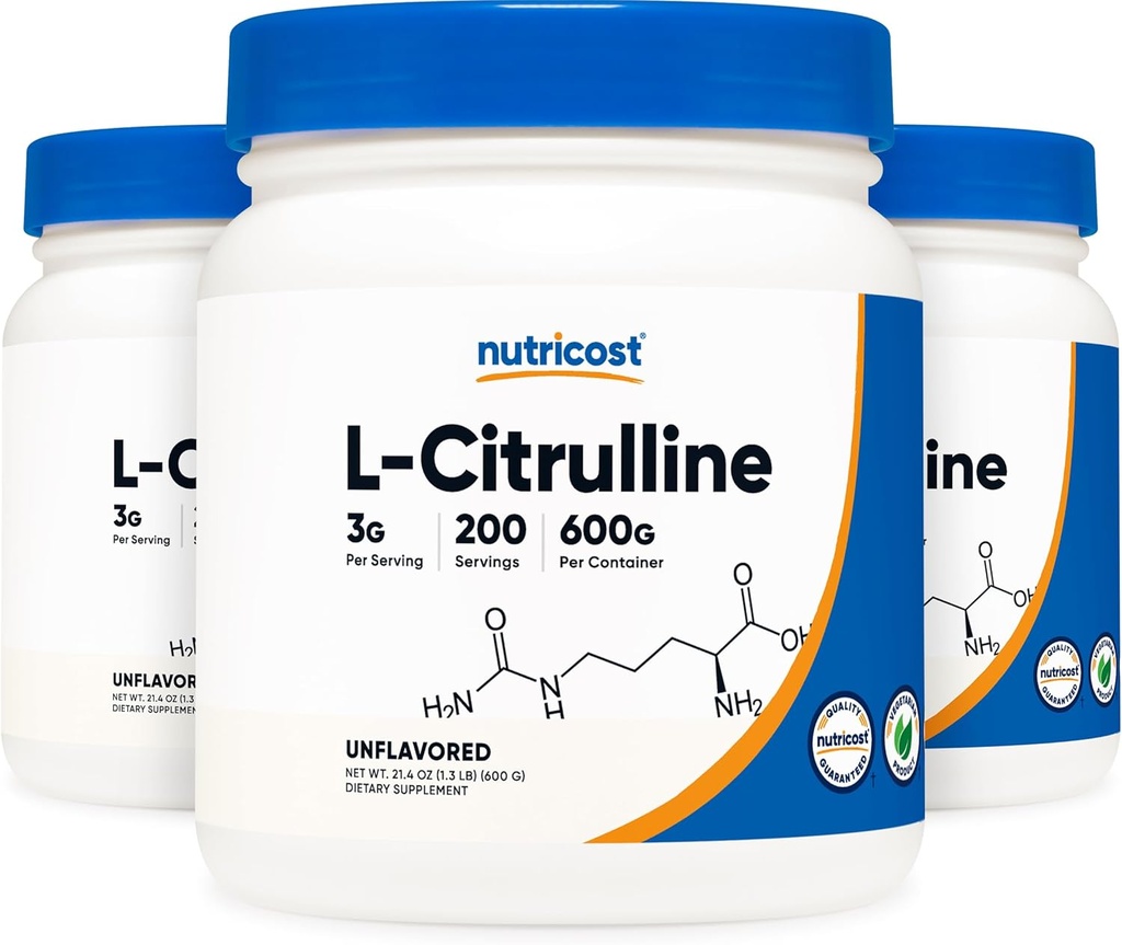 Nutricost Pure L-Citrulline (Base) Poudre (600 grammes) (3 bouteilles)