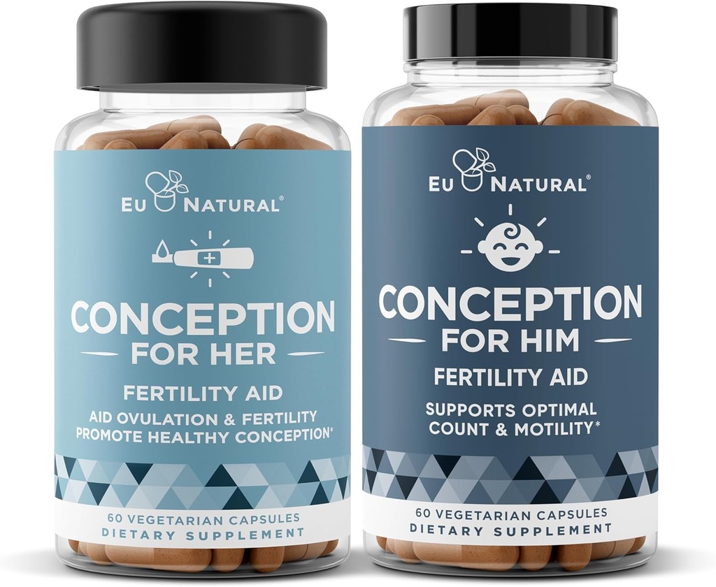 Conception Fertilité pour elle et lui ensemble - Suppléments de fertilité Combo pour les femmes et les hommes – Vitamines prénatales – Promouvoir l'équilibre hormonal, la cohérence du cycle, l'ovulation de l'aide – 120 comte