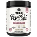 Poudre de Peptides Multi Collagènes de Types I, II, III, V, X Poudre de protéines Multi Collagènes avec acide hyaluronique, biotine, vitamine C, pour les articulations des ongles de cheveux de peau et la santé Gut - Keto, Supplément non OGM