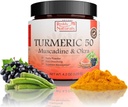 Reddy Naturals Aryana Turmeric 50 – Poudre de supplément curcuma biologique avec du raisin muscadine et de l'okra – Formule à dissolution rapide, à base végétale pour le bien-être quotidien – 30 portions