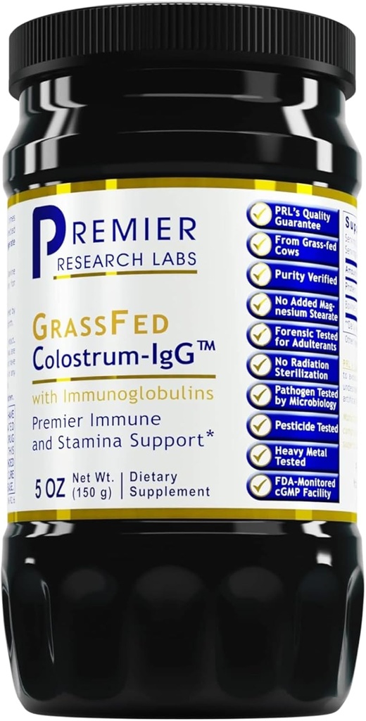 Premier laboratoire de recherche Colostrum-IgG Poudre - Supplément Colostrum, Colostrum Bovin pour les humains, Colostrum de vache pour la santé immunitaire, Superaliments avec la lactoferrine, acides aminés, nucléotides - 5 oz (150 g)