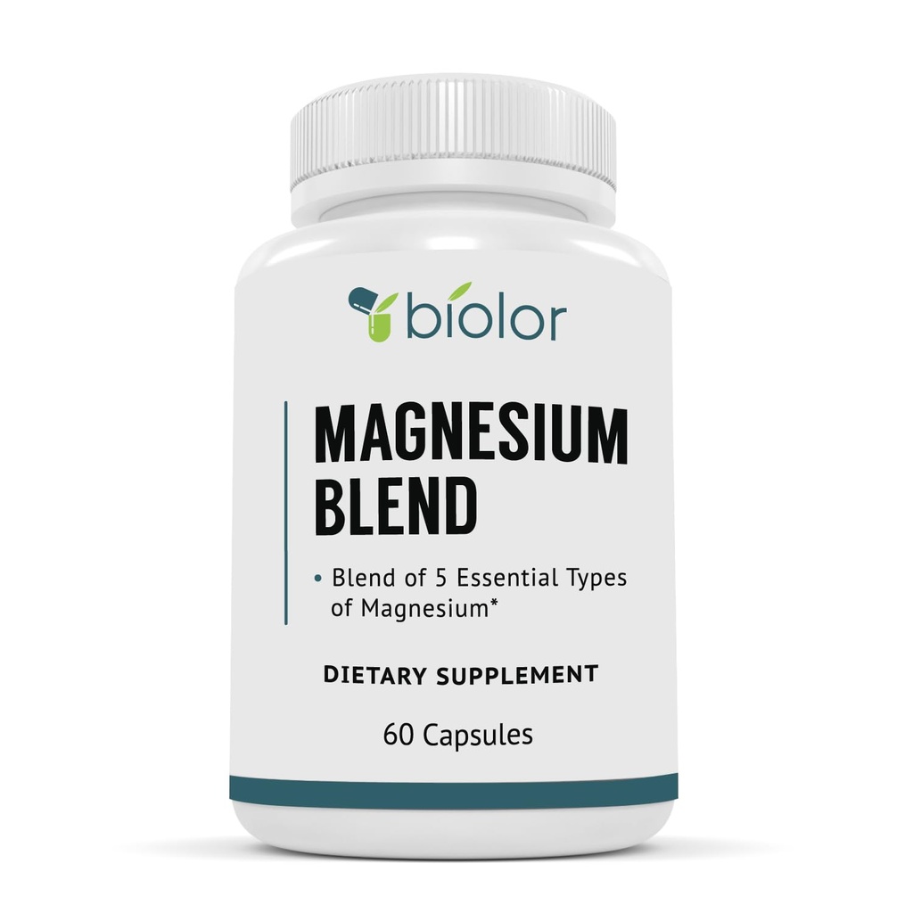Supplément complexe de magnésium, mélange de magnésium à spectre complet, glycinate de magnésium avec malate, citrate, taurinate et gluconate - Supplément de magnésium à absorption élevée, capsules complexes de magnésium