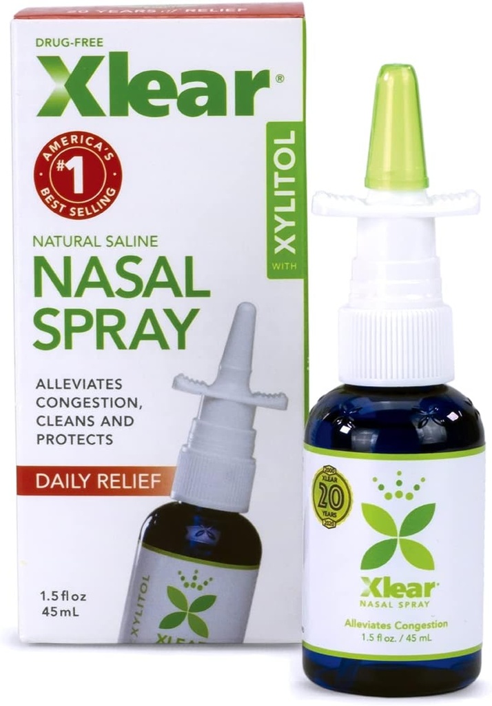 Spray nasal naturel Xlear avec Xylitol, 1,5 fl oz (paquet de 12)
