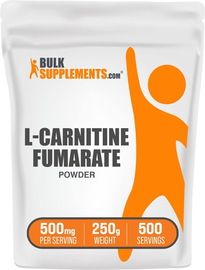 BulkSupplements.com Poudre de fumarate de L-Carnitine - supplément de carnitine, nutrition sportive, L-Carnitine 500mg - sans gluten, 500mg par portion, sans gluten, 250g (8,8 oz) (paquet de 1)
