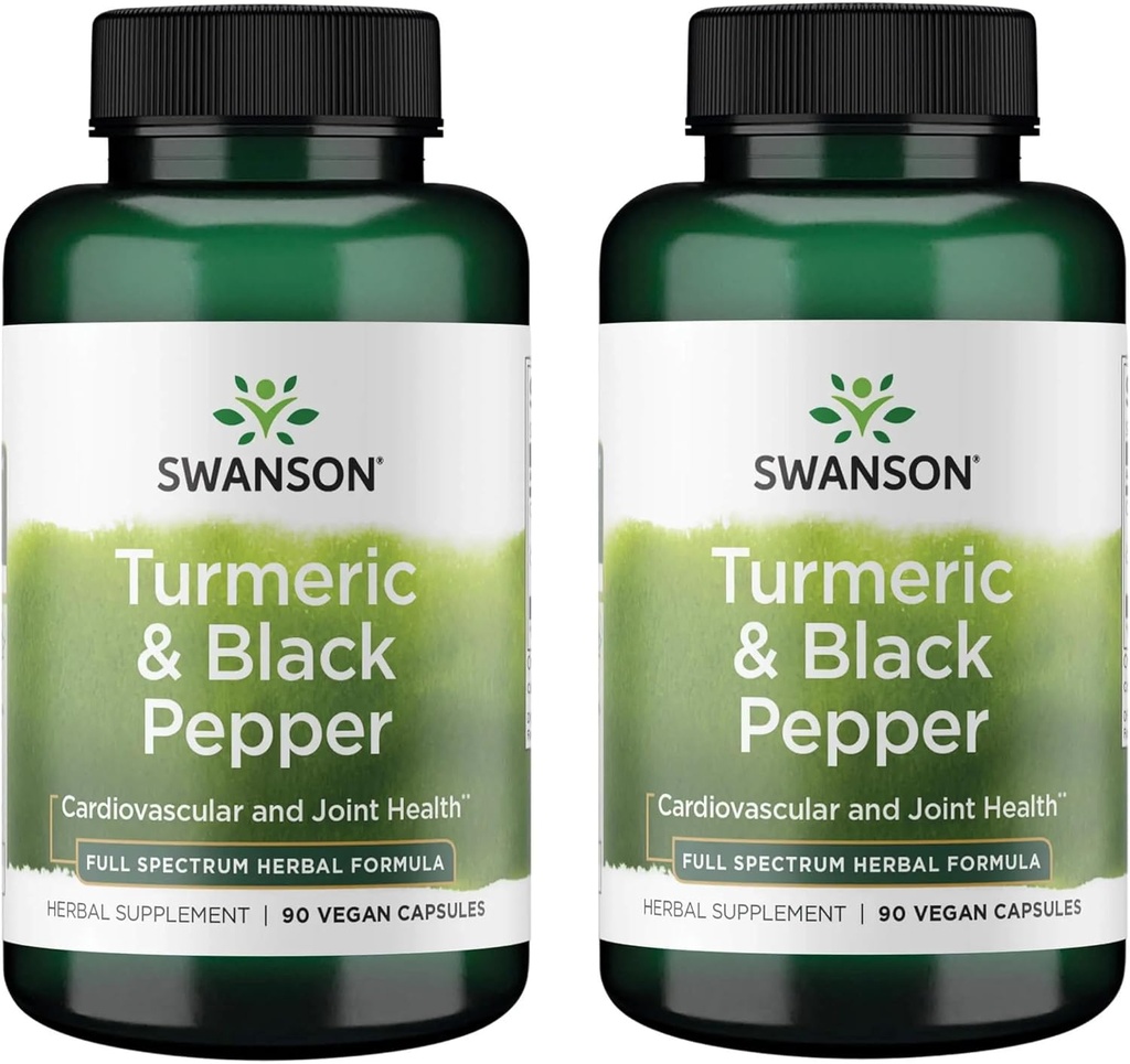 Swanson Premium- Poivre Turmérique et Noir - Antioxydant, Digestion et Joint Support - 90 bouchons (2 pack)