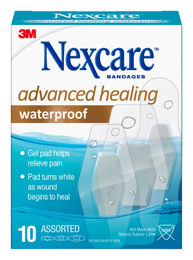 Nexcare Avancé Guérison Waterproof Bandages, Tailles assorties, 10 Compte