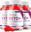 (3 Pack) Premier Keto ACV Gummies - Formule Avancée Première Keto Plus ACV Gummies Apple Cider Vinegar Premier ACV Dietary Supplément Avis Hommes Femmes (180 Gummies)
