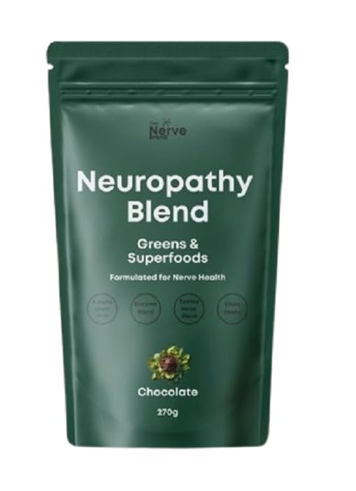 The Nerve Brand Neuropathy Superfood Blend, Greens Powder with R Alpha Lipoic Acid & Lions Mane for Nerve Support, Chocolate, 30 Servings
