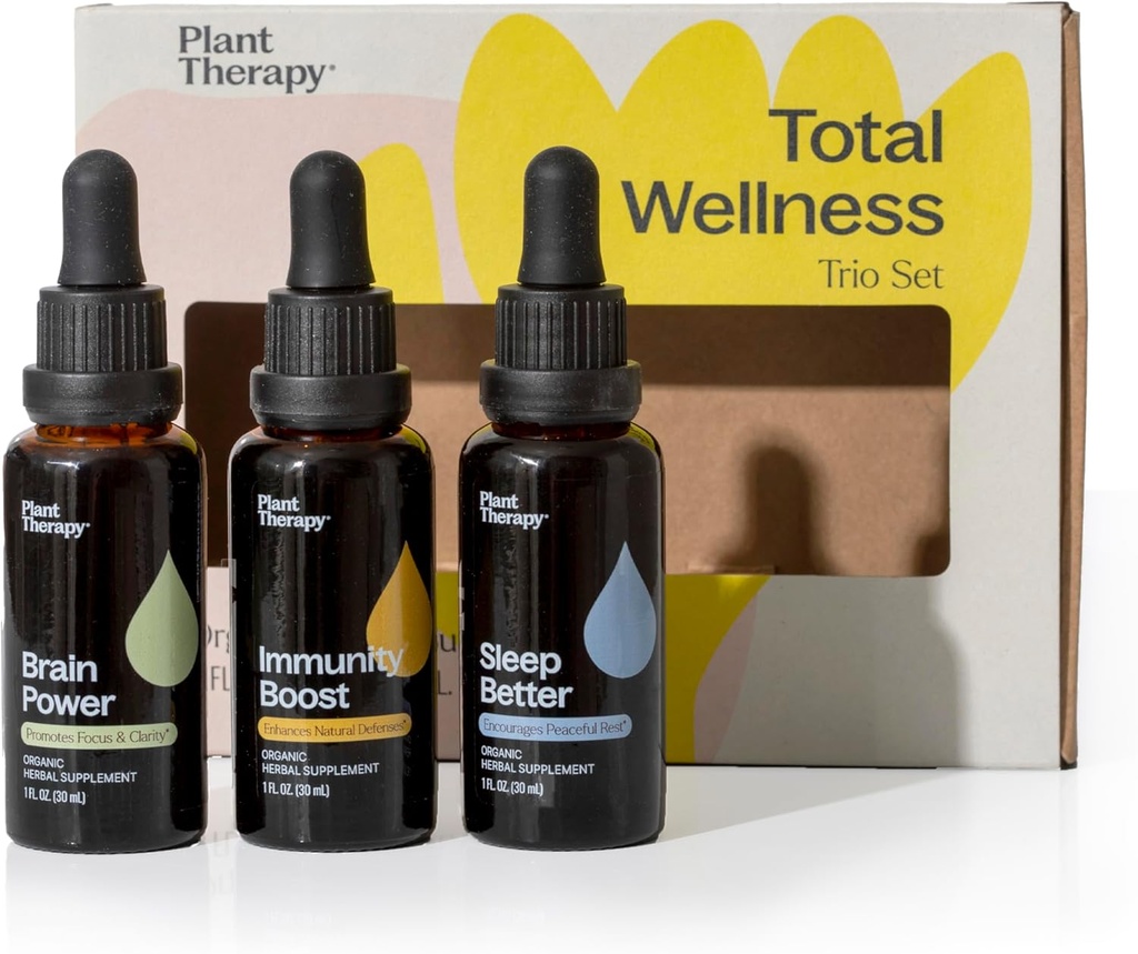 Thérapie végétale Trio de mieux-être total Set de 30 mL Chacun d'Immunity Boost, Cerveau Puissance et Sommeil Mieux