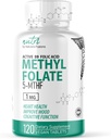Fusions naturelles Nutri 5-MTHF L Méthylfolate 1MG - 4 mois d'approvisionnement, 120 comprimés véganes - supplément de folate méthylé - fonction cognitive, santé cardiaque, soutien prénatal - acide folique méthylé