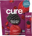 Cure Hydration | Plant-Based Electrolyte Drink Mix | No Added Sugar | FSA-HSA | Dehydration Relief Powder Made with Coconut Water | Non-GMO | Vegan | Pouch of 14 Packets - Berry Pomegranate