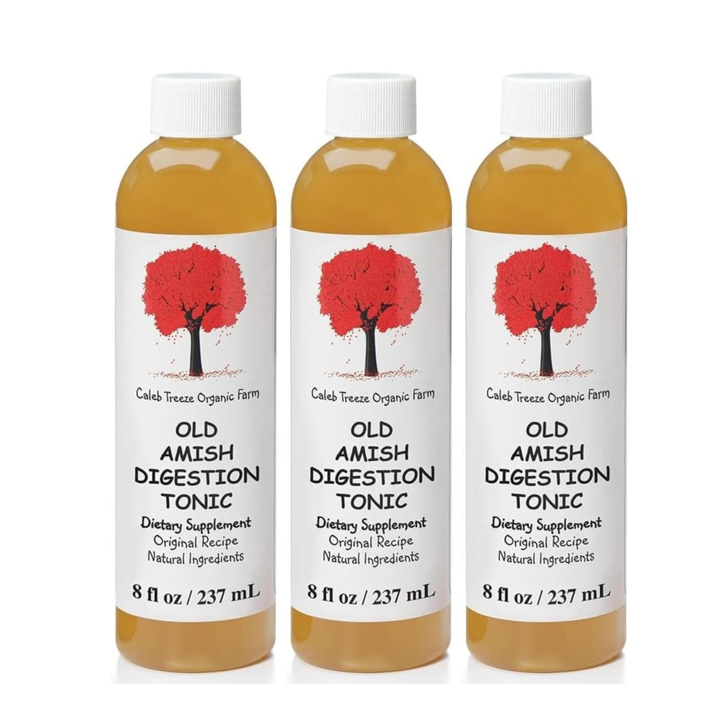 Caleb Treeze Digestion Tonic (Formerly: Stops Acid Reflux) Pack of 3, (8 oz Each) – Old Amish Formula | Fast-Acting Digestive Support for Occasional Heartburn, Indigestion and Bloating Relief