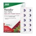 Comprimés en fer Floradix - Supplément en fer avec des vitamines B, acide folique, vitamine C et plus - Soutien énergétique - Végétarien et sans gluten - 120 comprimés (120 portions)