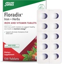 Comprimés en fer Floradix - Supplément en fer avec des vitamines B, acide folique, vitamine C et plus - Soutien énergétique - Végétarien et sans gluten - 120 comprimés (120 portions)