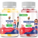 Gommies de magnésium pour enfants et adultes - 500mg et vitamine D3 K2 Gommies 5000 UI. Chews Magnésium Calme - Supplément de citrate de magnésium pour mood & Muscle Support