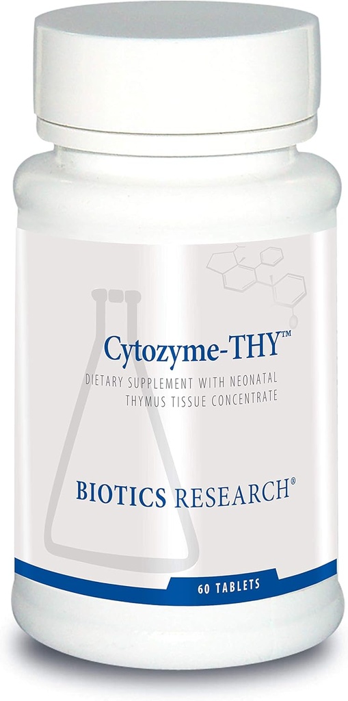 Recherche en biotique Cytozyme Thy Thymus néonatal Concentré, soutient la santé du Thymus Gland, la réponse immunitaire saine et les processus de cheminement, soutient le système immunitaire 60 comprimés