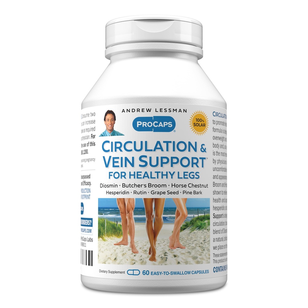 ANDREW MOINSMAN Circulation, Vein Support pour les jambes en bonne santé 60 Capsules - Haute Bioactivité Diosmin, Boucher's Broom, Réduit visiblement l'enflure et le malaise dans les pieds, les chevilles, les veaux, les jambes