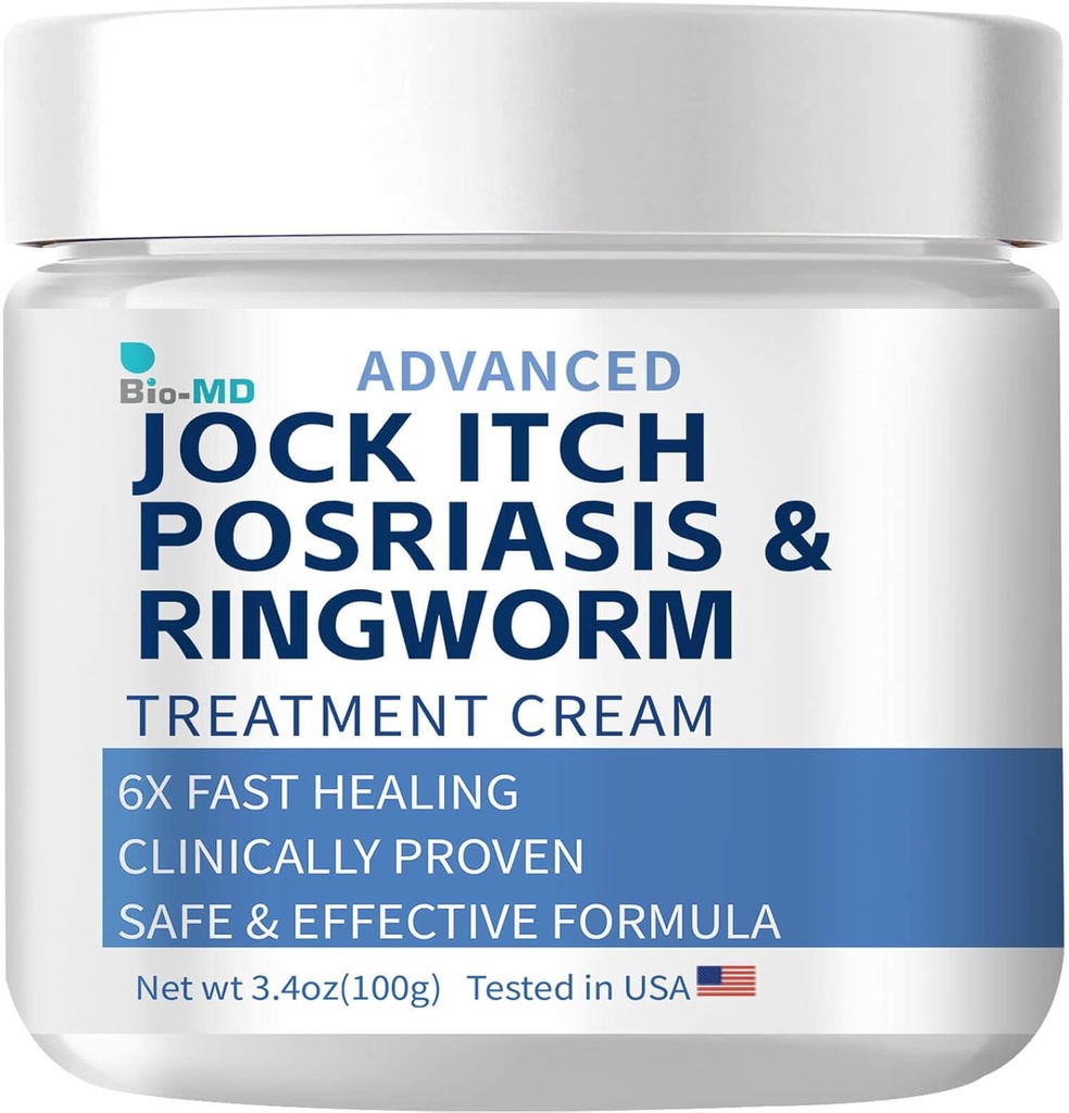 Crème de démangeaisons Bio-MD, Crème de démangeaisons Jock Extra Force pour les hommes et les femmes, Crème de psoriasis, Traitement de la tordeuse pour les humains, Crème de démangeaison - Powerful & Fast Relief