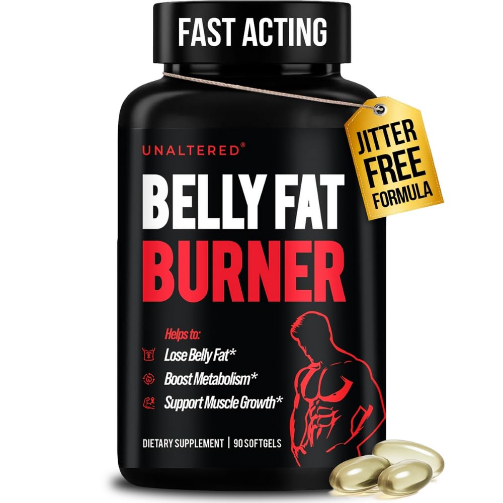 Unaltered Belly Fat Burner pour les hommes - pilules naturelles de perte de poids pour soutenir la réduction de graisse corporelle, la préservation de la masse musculaire maigre et un métabolisme sain - supplément alimentaire CLA - 90 capsules Softgel