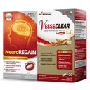 LABO Nutrition VesseCLEAR EX + NeuroREGAINE: Nattokinase NSK-SD, Elastine F pour vaisseau sanguin propre et flexible, support cardiovasculaire et circulatoire, PLASMALOGEN dérivé du scallop pour la détérioration du cerveau