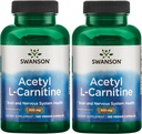 Swanson Acetyl-L-Carnitine - Supplément à l'acide amino Promouvoir la santé cognitive et le soutien musculaire - La formule naturelle peut favoriser la santé du système nerveux - (100 capsules de Veggie) (2 paquets)