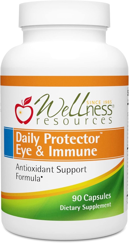 Wellness Resources Daily Protector Eye & Immune - Lutéine, Lycopène, Zeaxanthin, Cryptoxanthin, Bilberry et plus pour la santé des yeux, des immunes et de la peau (90 capsules)