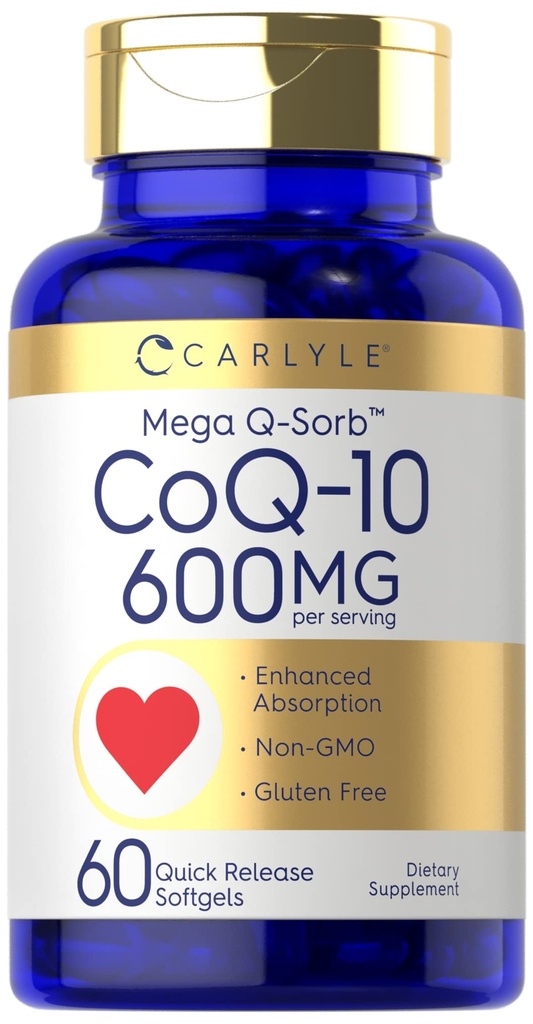 Carlyle CoQ10 600 mg Softgels (en anglais seulement) 60 Count (en anglais seulement) Mega Q-Sorb Coenzyme (en anglais seulement)