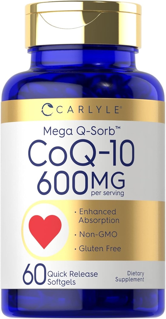 Carlyle CoQ10 600 mg Softgels (en anglais seulement) 60 Count (en anglais seulement) Mega Q-Sorb Coenzyme (en anglais seulement)