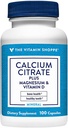 Citrate de calcium+Magnésium&Vitamine D, Supplément de santé aux os multiminéraux,Vitamine D aide à l'absorption, Calcium 999mg, Magnésium 567mg, Vitamine D 612UI par dose quotidienne (100 Capsules) par The Vitamin Shoppe