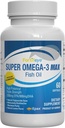 Super Max Omega-3 Huile de poisson 2400 mg Fabriqué en Norvège - Haute puissance Huile de poisson Omega 3 Suppléments pour les femmes et les hommes, forme de triglycéride avec EPA et suppléments DHA Pas de poisson après le goût Saveur de citron