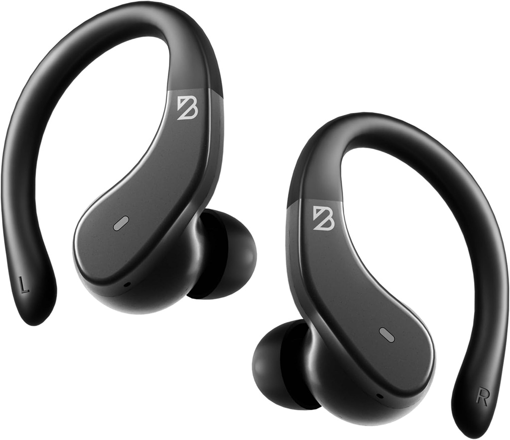 Back Bay Audio - Ecouteurs sans fil de Runner Casques Bluetooth pour les sports, Crocheter sur l'oreille Buds, Basse profonde, Wrap autour des écouteurs avec des écouteurs pour la course, casques sans fil d'entraînement pour le gym