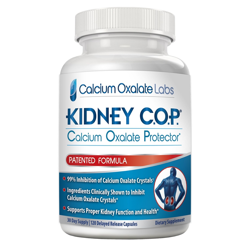 KIDNEY C.O.P. Protecteur d'oxalate de calcium 120 capsules, support rein breveté pour cristaux d'oxalate de calcium, arrêt de la récurrence