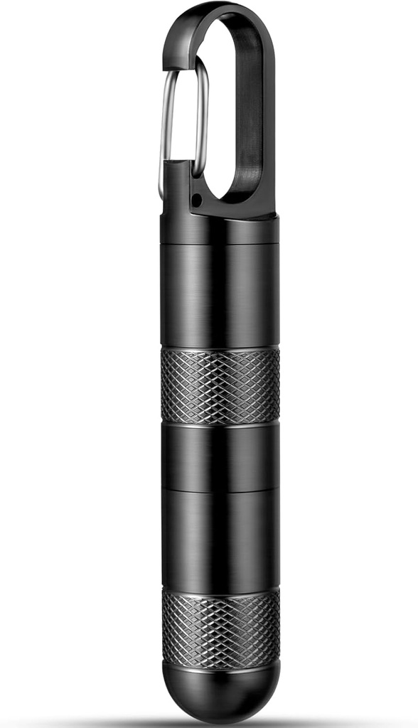 Micro Pill Holder Porte-clés Titanium Pill Case for Purse Small Pill Container Travel Black Pill Box Medicine Bouteille Organisateur pour supplément d'huile de poisson de vitamine
