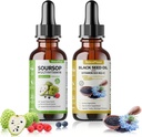 NaturePlanet Organic Soursop Bitters and Black Seed Oil Drops Bundles with Vitamins D3, K2, B6, C | Vegan, Non-GMO, Gluten-Free