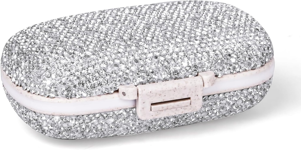 1Pack organisateur de pilules de voyage, 8 compartiments cas de pilule portable, petite boîte à pilules pour la purée de poche récipient de vitamine portable (Argent parsemé)